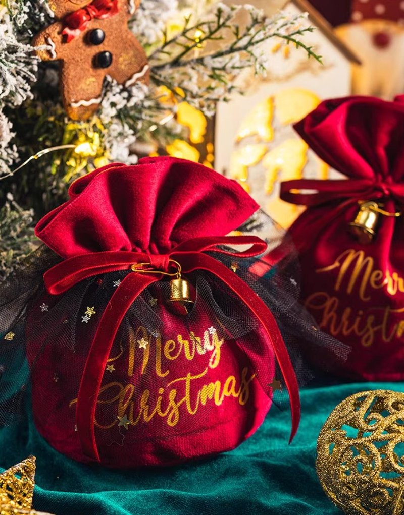 【禾果】圣诞节平安综合果干绒布包-红色 - 水果干 - 棉．麻 红色