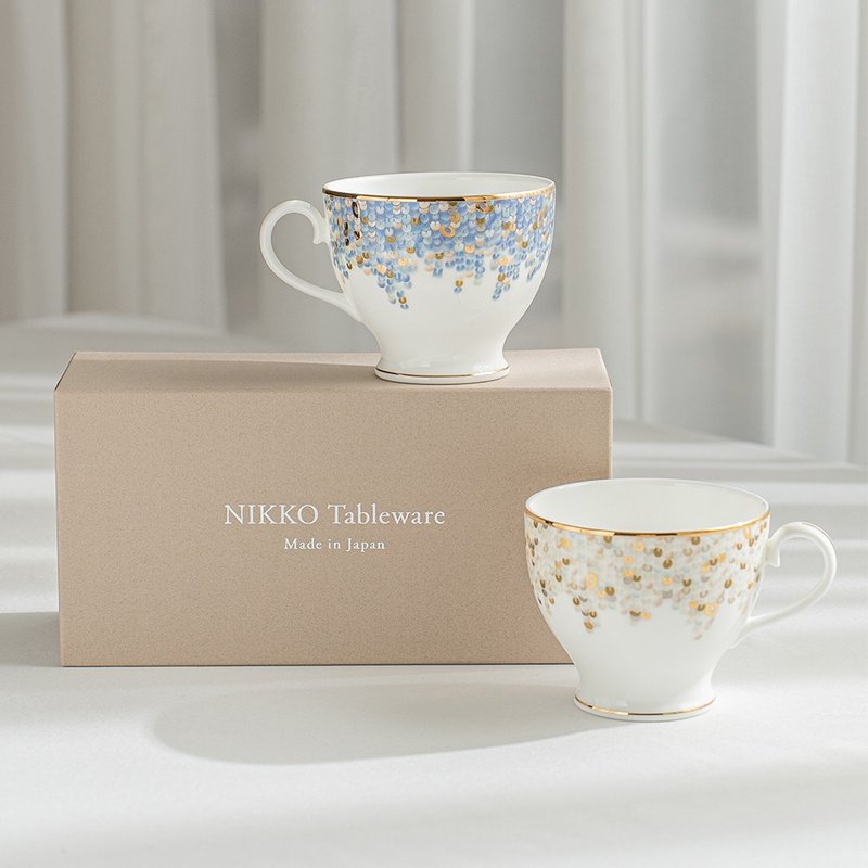 【结婚礼物】Spangles 咖啡杯对杯组 蓝&金 /Nikko/附礼盒 - 咖啡杯/马克杯 - 瓷 