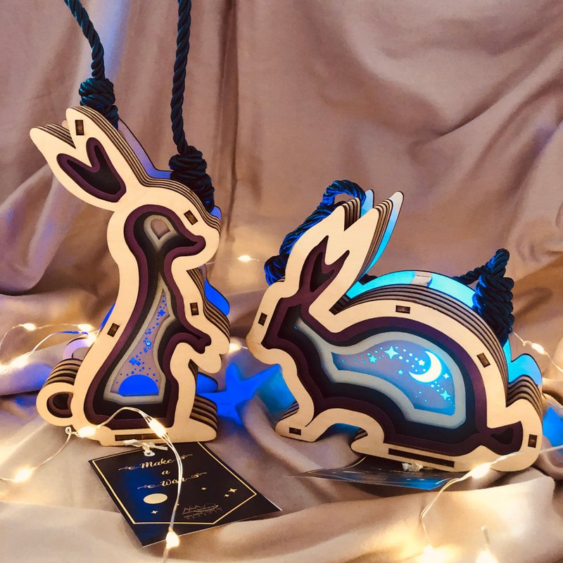 【中秋节限定】月满中秋 纸雕兔仔灯笼 纸艺灯笼 灯饰 剪纸 礼物 - 灯具/灯饰 - 纸 紫色