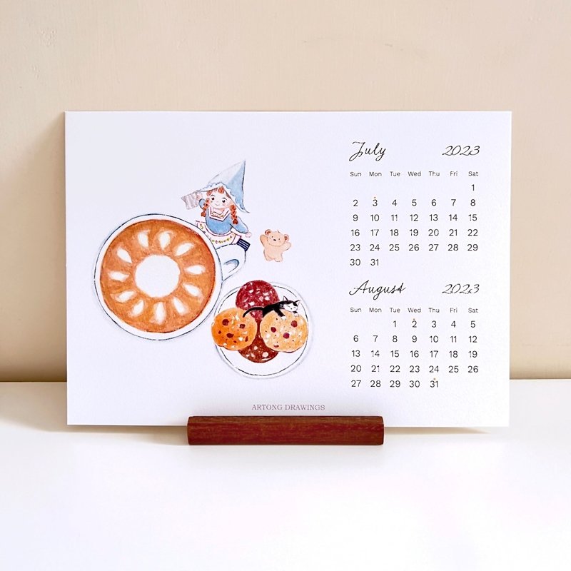 2023年历 咖啡小妹 - 咖啡与猫的日子(连原木底座) - 年历/台历 - 纸 橘色