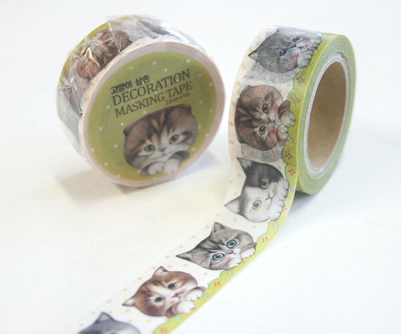 Uncle Cat 纸胶带 - 排队吃零食 - 纸胶带 - 纸 绿色