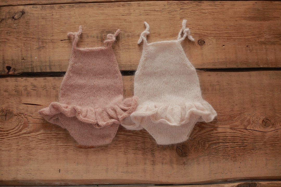 Sundress newborn photography props girl, knit photo prop outfit, ruffle dress - 婴儿饰品 - 羊毛 绿色