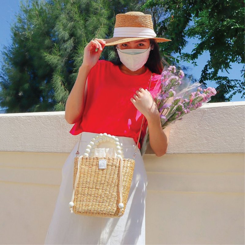 WAFFLE SUNDAE Edition (Handwoven Water Hyacinth Bag) - 其他 - 植物．花 卡其色