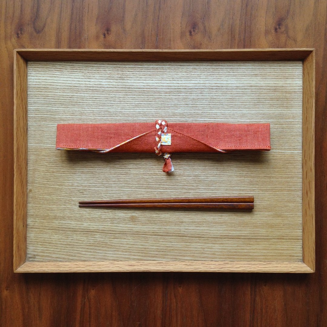 日常餐具套 棉麻布橘麻+黄白碎花 选配筷子和汤匙 - 其他 - 棉．麻 橘色