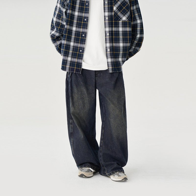 TopBasics 水洗工装弯刀牛仔裤 - 男士长裤 - 棉．麻 蓝色