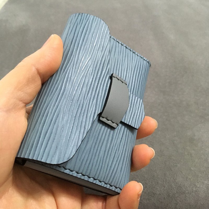 简约牛皮卡片夹/蓝灰 - 名片夹/名片盒 - 真皮 灰色