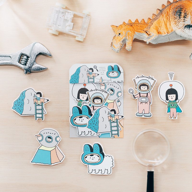 右手超人中贴纸 / 3-7 / 探险家 - 贴纸 - 纸 蓝色