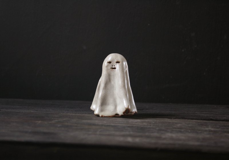 无言死鱼眼幽灵 (高7cm 陶瓷 公仔 设计师玩具) - 玩偶/公仔 - 陶 白色