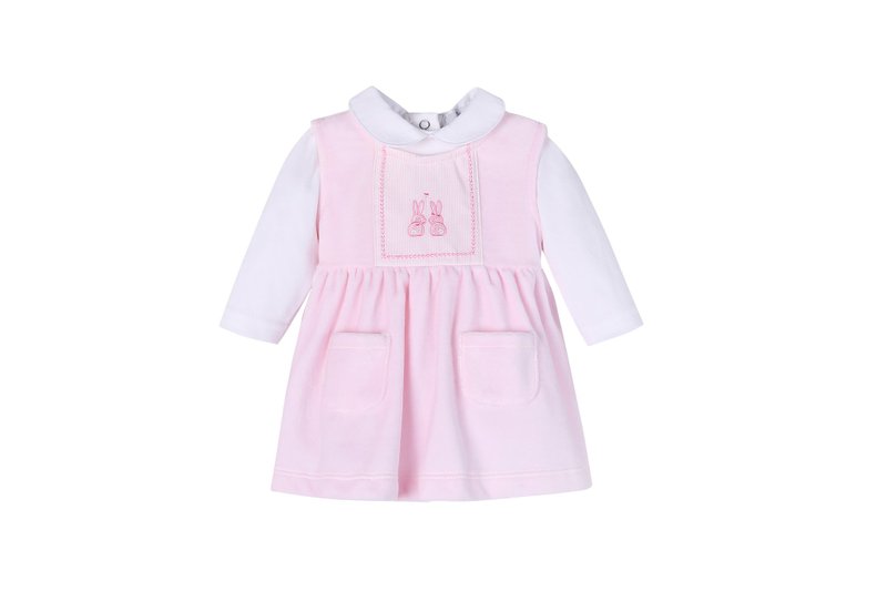 初生婴儿 长袖上衣+连袜裤 可爱小兔绣綉 秋冬新款 - 包屁衣/连体衣 - 棉．麻 粉红色