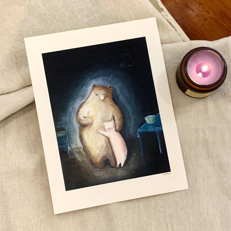 【印刷画 Art print】Little Bear & Pig - 烛光 Have Faith - 海报/装饰画/版画 - 其他材质 