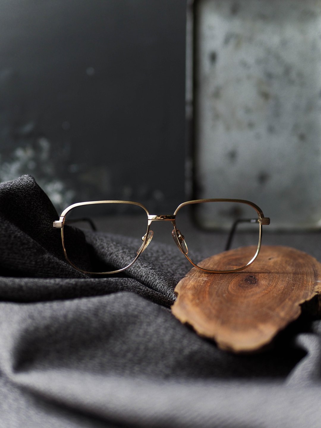 雾沙x亮金理性经典派对 金丝压点方框眼镜 18kgp Japan/glasses - 眼镜/眼镜框 - 其他金属 金色