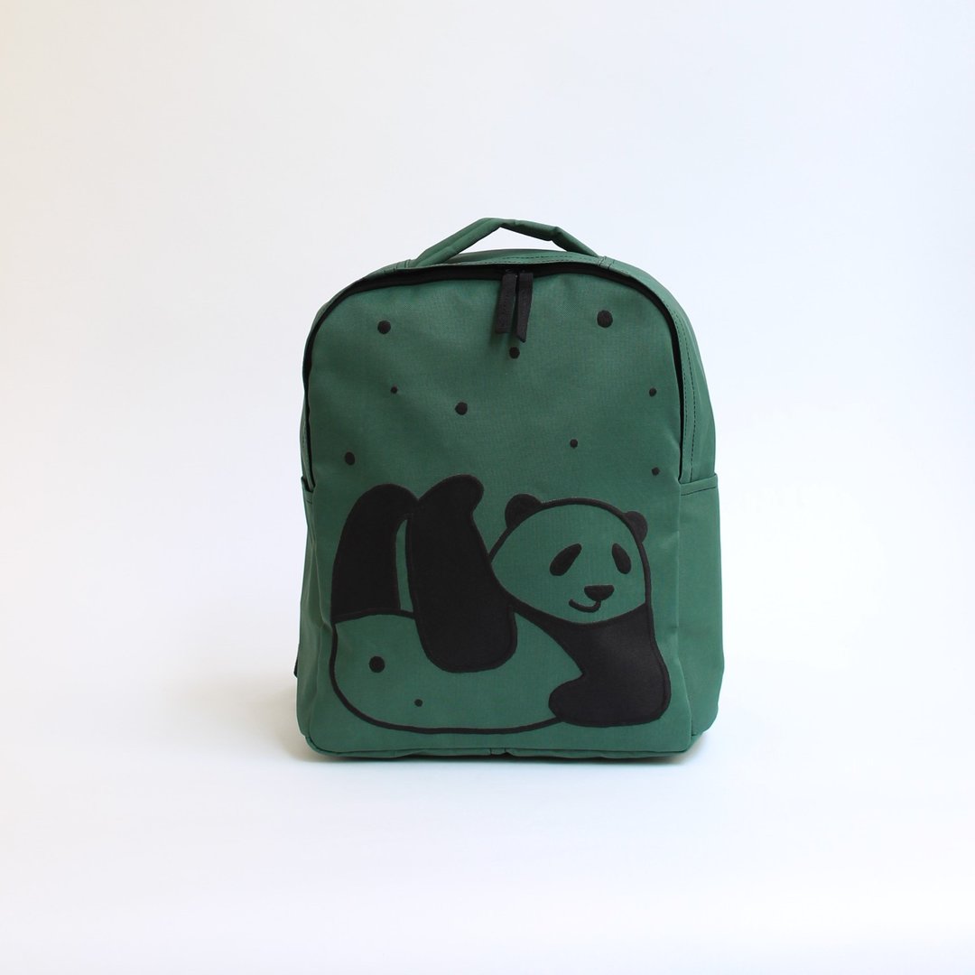 Panda embroidery and rucksack - 后背包/双肩包 - 尼龙 绿色