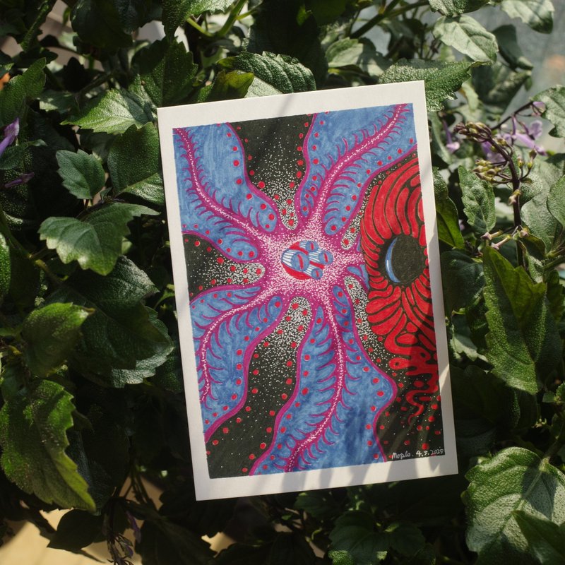 饥饿的矮牵牛 原创手绘插画 明信片 148*100mm 1张 - 卡片/明信片 - 纸 多色