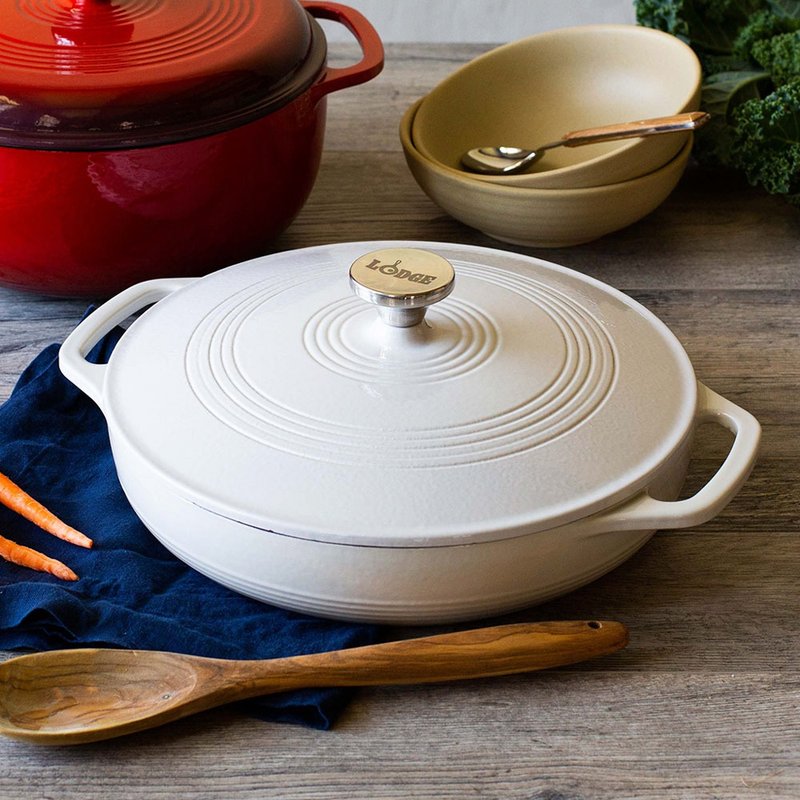 美国LODGE 圆形珐琅铸铁浅炖锅(30cm)-3.4L-多色可选 - 锅具/烤盘 - 其他金属 多色