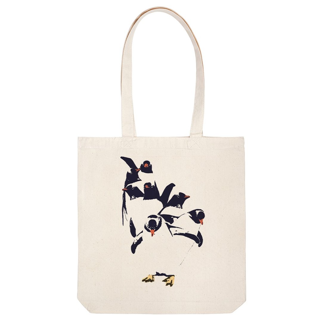 tote bag / penguin dance - 手提包/手提袋 - 棉．麻 卡其色