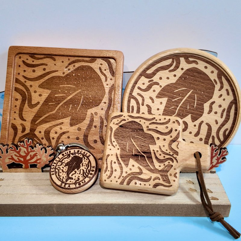 O-fish-ially / seayea / 鲸鲨系列 / 木制品 - 杯垫 - 木头 咖啡色