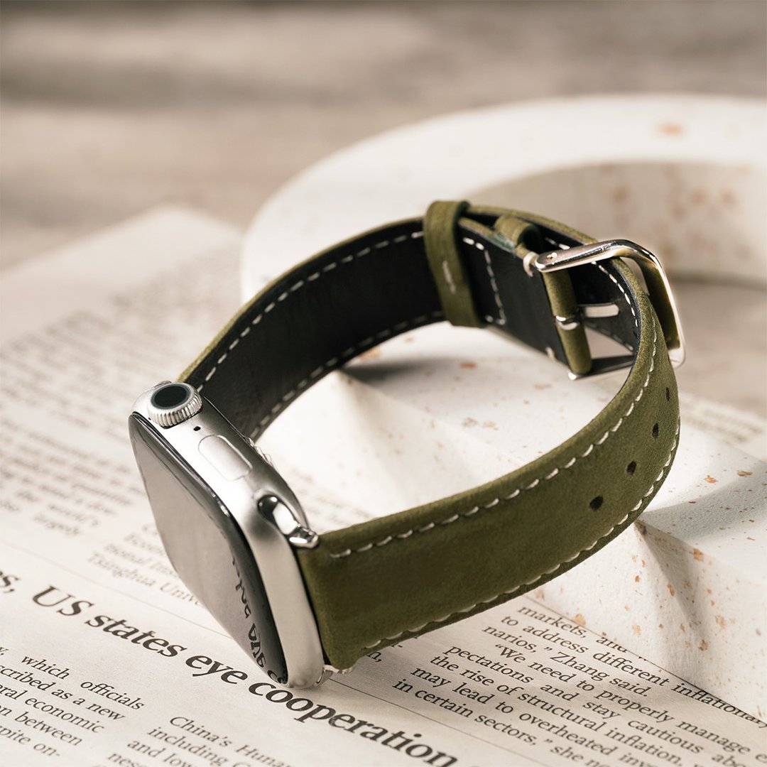 Apple watch - 【经典磨纱订制色】车线真皮苹果表带 - 表带 - 真皮 