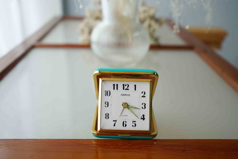 日本杂货-Vintage namco古董机械式发条钟旅行折叠随身-湖水蓝 - 时钟/闹钟 - 其他材质 绿色