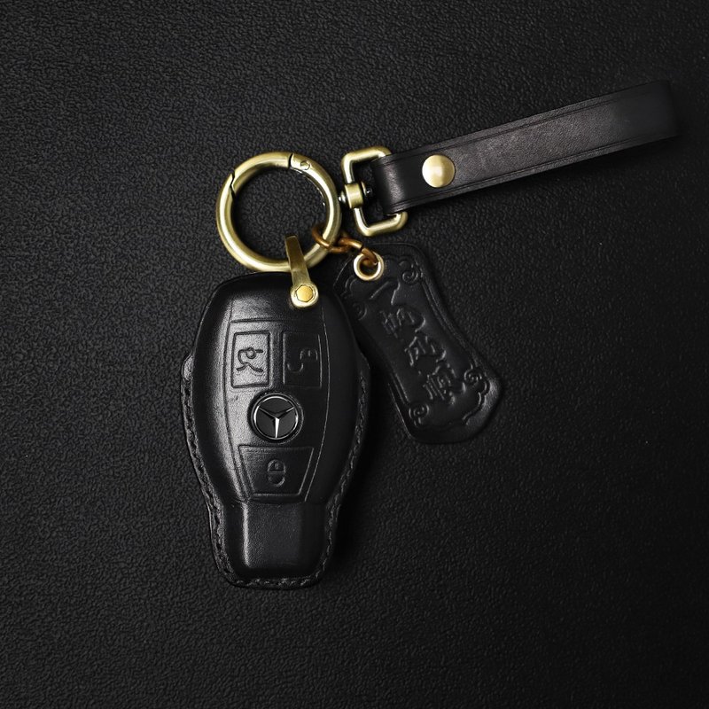 手缝汽车钥匙皮套 奔驰 Benz A250 C300 W205 W213 CLA CLS - 钥匙链/钥匙包 - 真皮 黑色