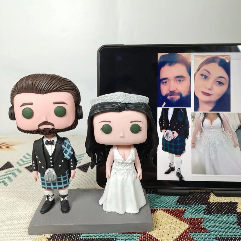 纯手工定制美国Funko Pop 自画像公仔情侣父母夫妻结婚周年礼物 - 玩偶/公仔 - 粘土 多色