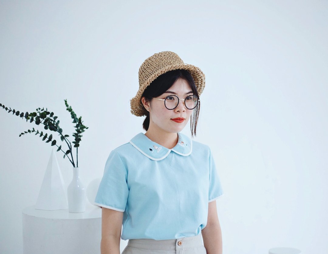 Dolly (Snow Bear) Top : Blue - 女装上衣 - 棉．麻 蓝色