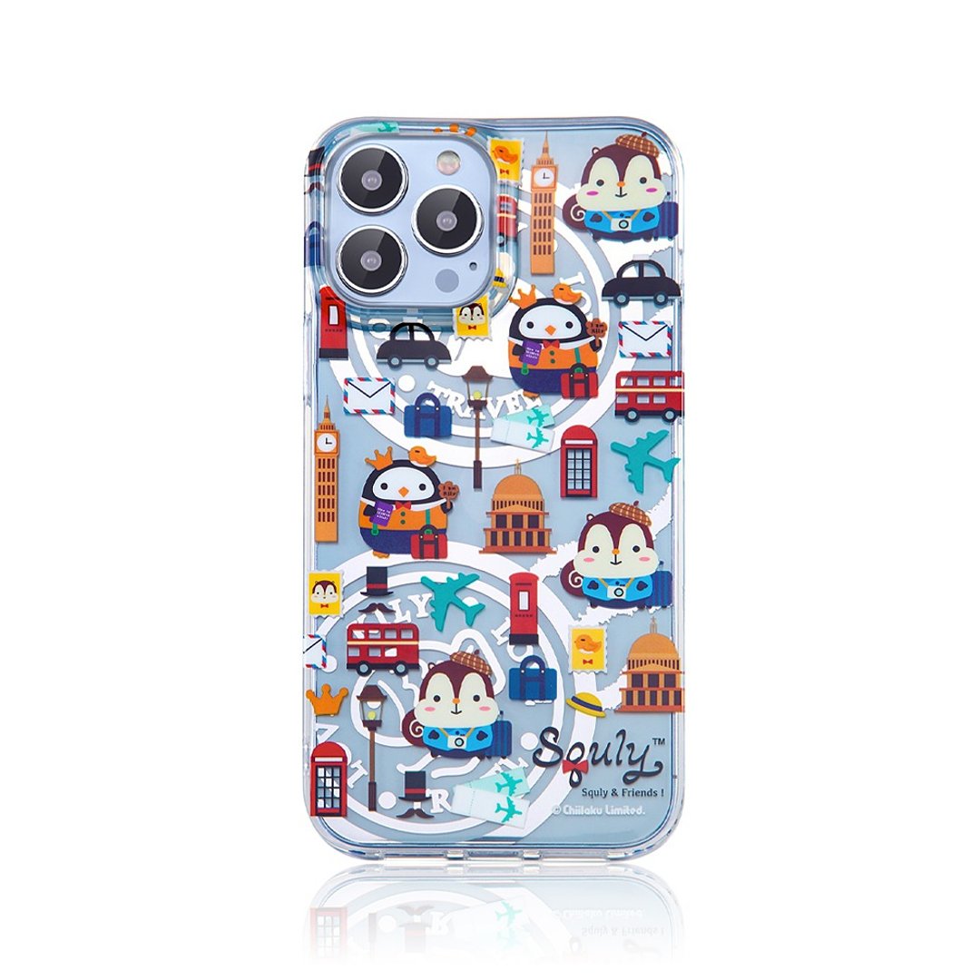 iPhone 14/13/12/11/Pro/Max Squly&amp;Friends 松鼠旅行双层手机壳 - 手机壳/手机套 - 塑料 透明