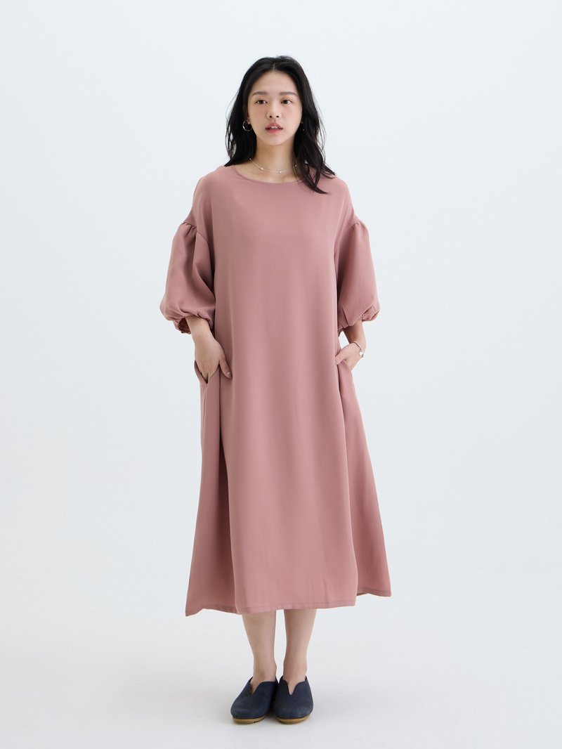 克林姆泡芙长洋装-甜瓜 - 洋装/连衣裙 - 其他人造纤维 粉红色