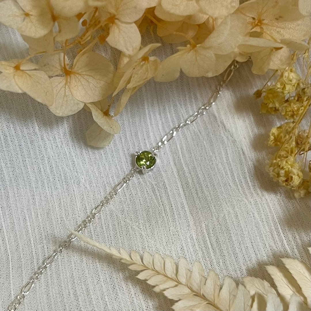 七月叶金工 / Peridot橄榄石手链 /925纯银手链 - 手链/手环 - 纯银 银色