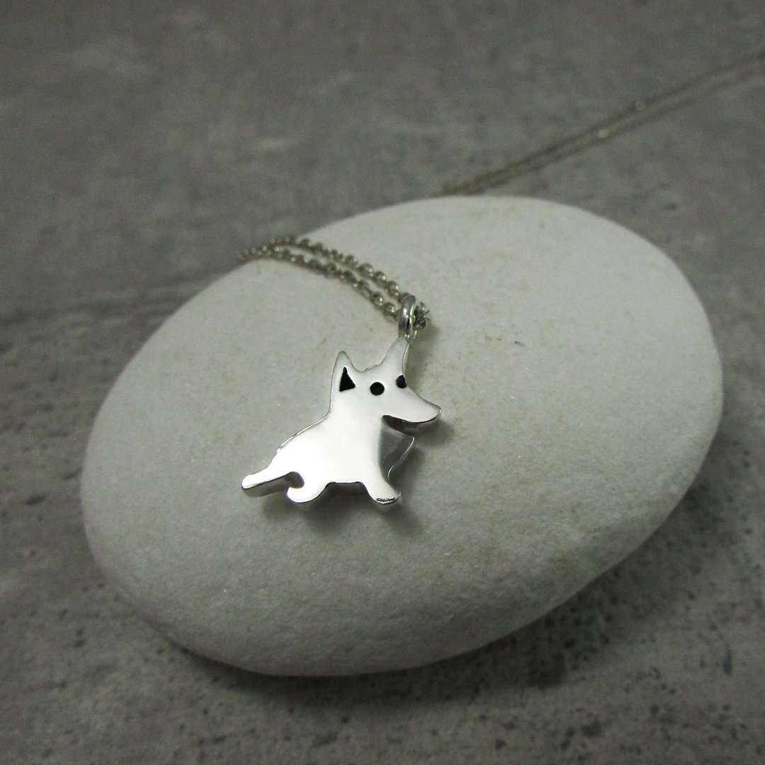 dog a necklace_小狗a项链 | 925银 限量 设计师手做 动物 毛小孩 - 项链 - 银 银色