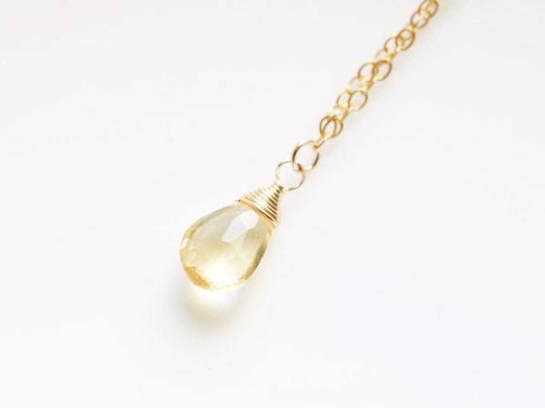 Fraternity and Hope Prosperity and Wealth Good Luck Stone Citrine Necklace November Birthstone - 项链 - 宝石 黄色