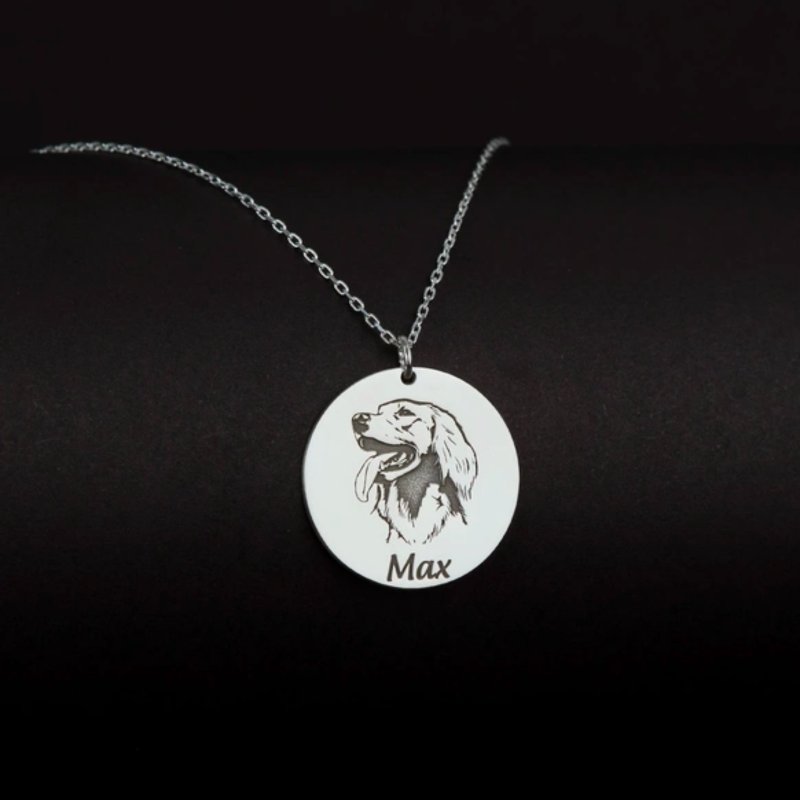 客制化毛小孩 纯银项链 宠物画像复刻 纪念 猫狗似颜绘 礼物 雕刻 - 项链 - 纯银 