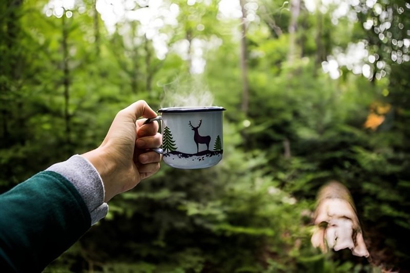 波兰emalco 森林系列珐琅马克杯/露营冒险珐琅杯(驯鹿) - 咖啡杯/马克杯 - 珐琅 白色