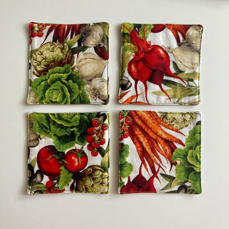 纯素杯垫 5 件套亚麻棉杯垫 11.5 x 11.5 厘米 - 杯垫 - 亚麻 红色