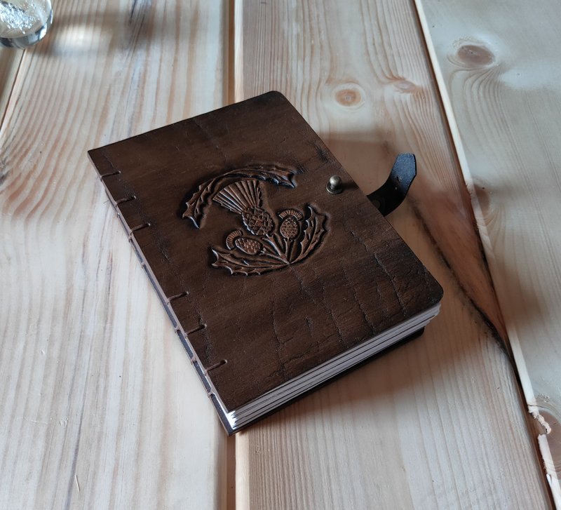 A6 Size, Coptic Binder, Grimoire, Brown Leather  Magazine, Thistle Notebook - 笔记本/手帐 - 真皮 咖啡色