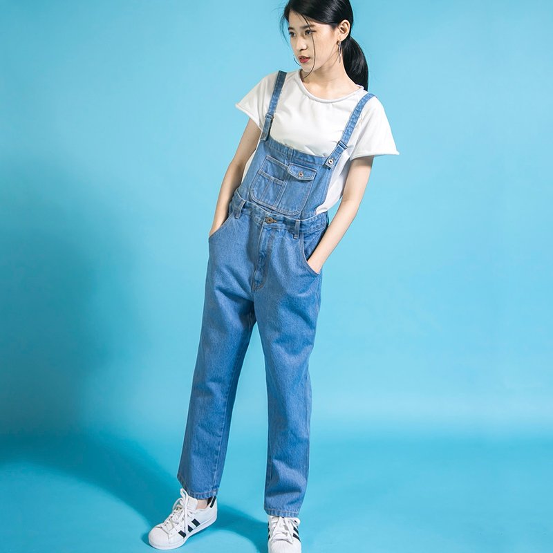 Inventor 发明家可拆式吊带裤_6SF302_牛仔 - 背带裤/连体裤 - 棉．麻 蓝色