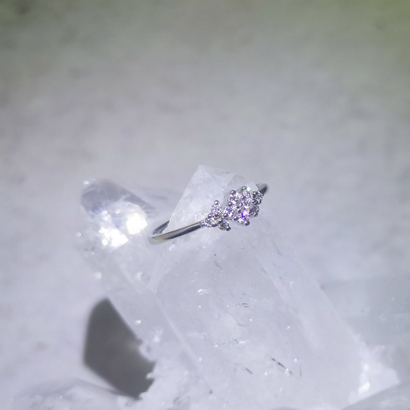 14k白金 钻石 拼接造型戒指 - 戒指 - 钻石 透明