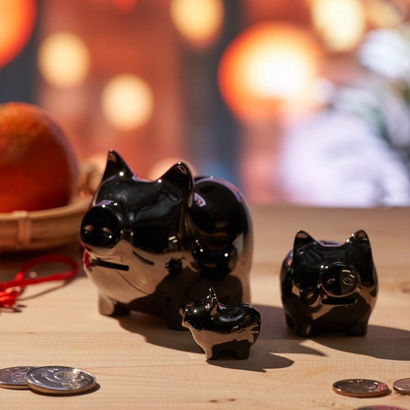 GOLDENPIG | 招财金猪 捌 亮镍黑 - 摆饰 - 贵金属 黑色