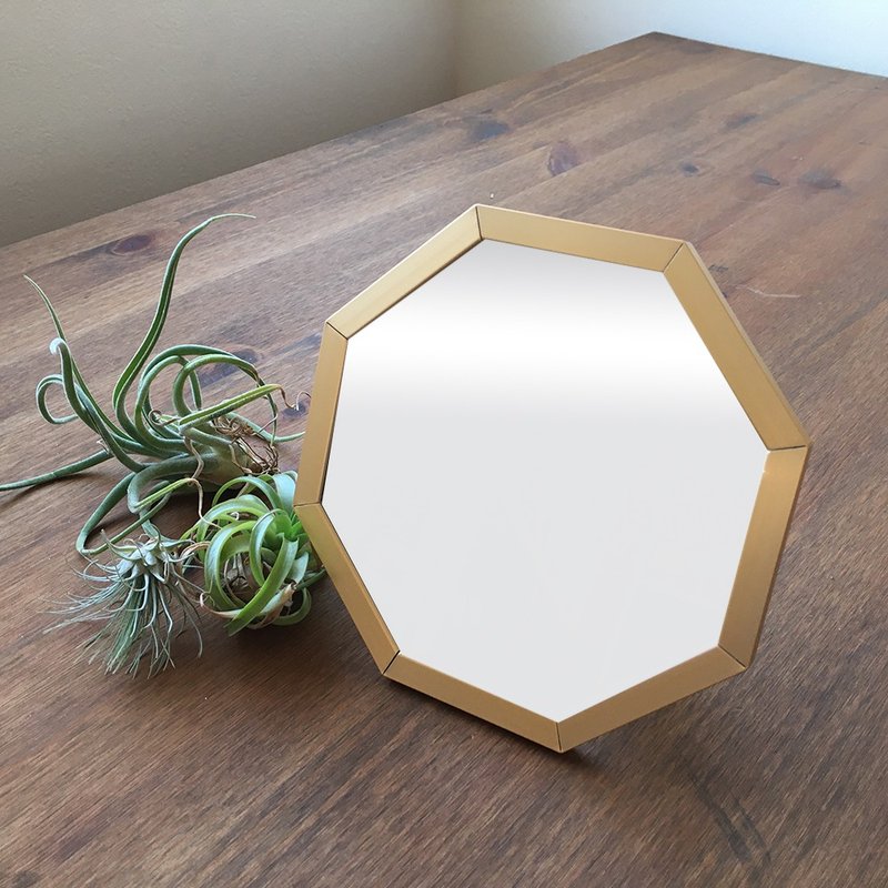 八角镜 Octam Octagon Stand & Wall Mirror SS Size 日本制 - 彩妆刷具/镜子/梳子 - 铝合金 金色