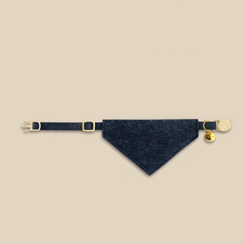简约手工定制猫咪项圈 | New Life Toff Blue Bandana Cat Collar - 项圈/牵绳 - 棉．麻 蓝色