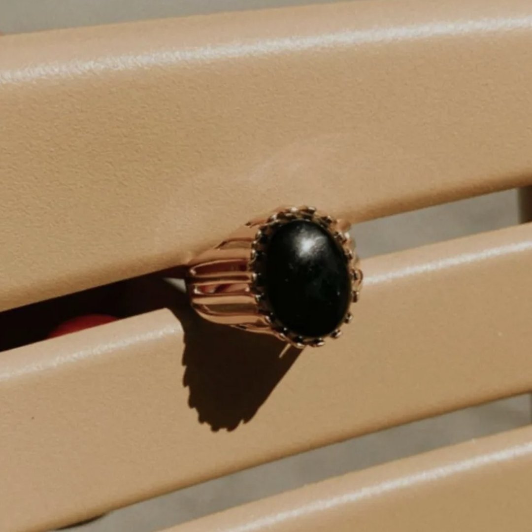 女巫的黑玛瑙戒指 Black Agate Ring - 戒指 - 纯银 银色