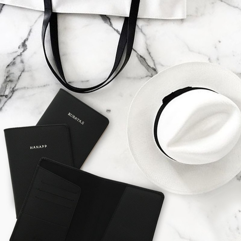 订制皮革护照夹 (黑色 Saffiano) - 其他 - 真皮 黑色