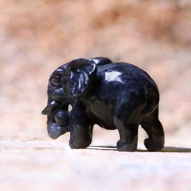 【吉象如意】乌鸡翡翠大象摆饰 | 天然缅甸玉A货翡翠 | 送礼 - 摆饰 - 玉石 灰色