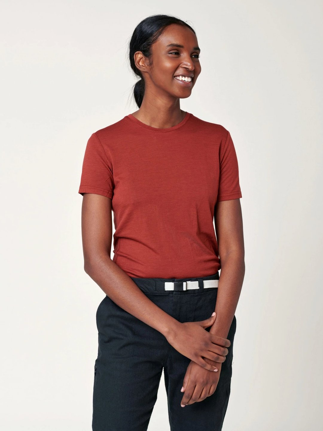【ROYK】Women's Merino T-shirt - 美丽诺羊毛上衣_红 - 女装运动衣 - 羊毛 红色