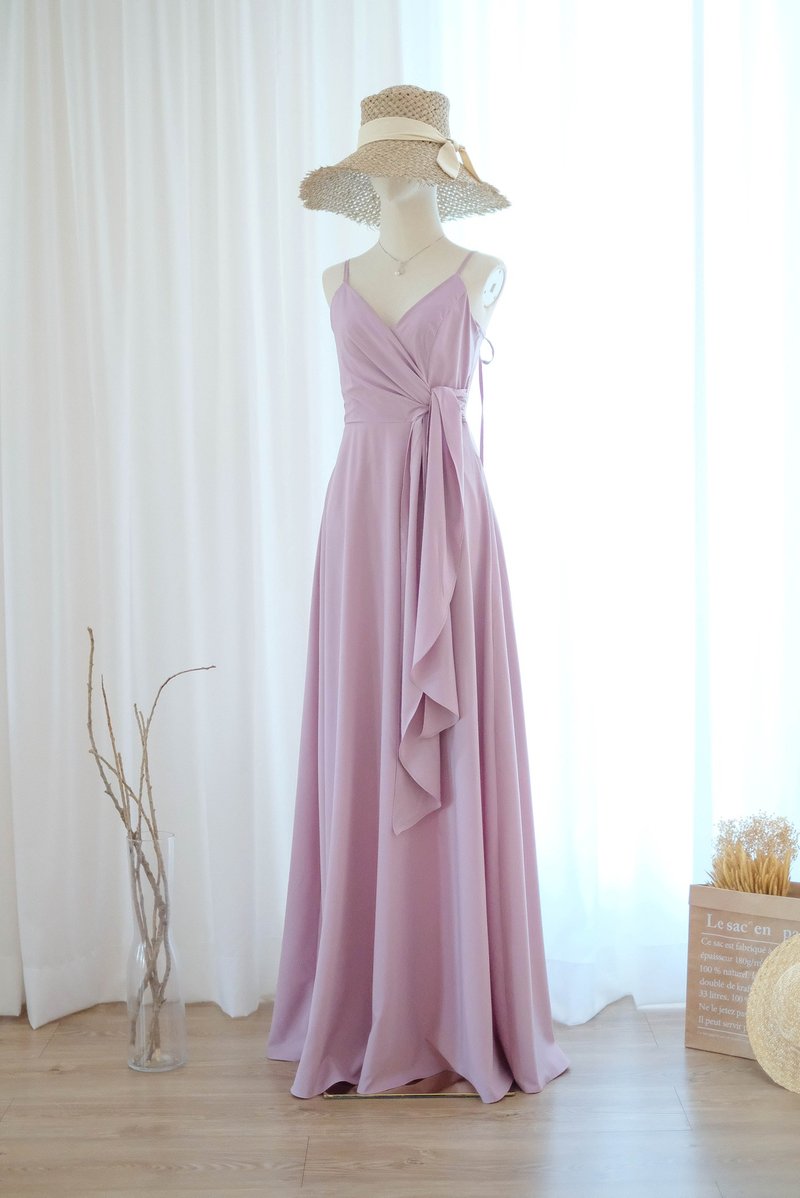长版浅紫礼服，伴娘服，新娘礼服，舞会礼服 - 洋装/连衣裙 - 聚酯纤维 紫色