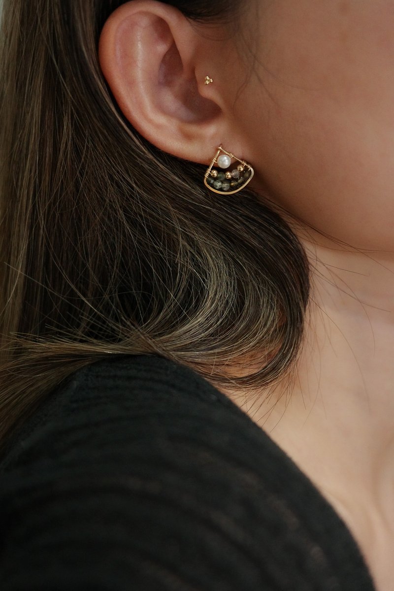 北境森林 彩虹碧玺耳环 14K Gold-Filled - 耳环/耳夹 - 宝石 绿色