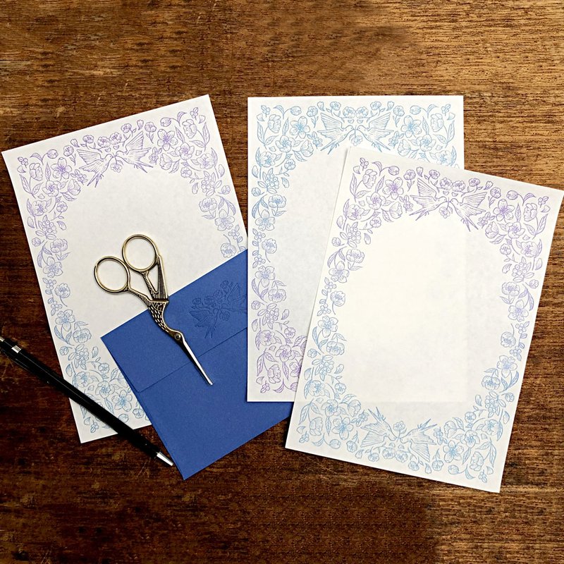 Blooming 信纸信封组 -TWILIGHT- / 凸版印刷 - 卡片/明信片 - 纸 蓝色