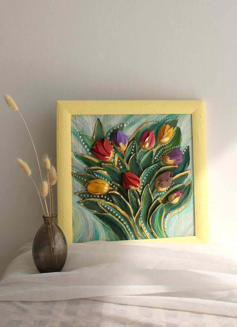 郁金香画   纹理墙艺术   雕塑画 - 墙贴/壁贴 - 其他材质 