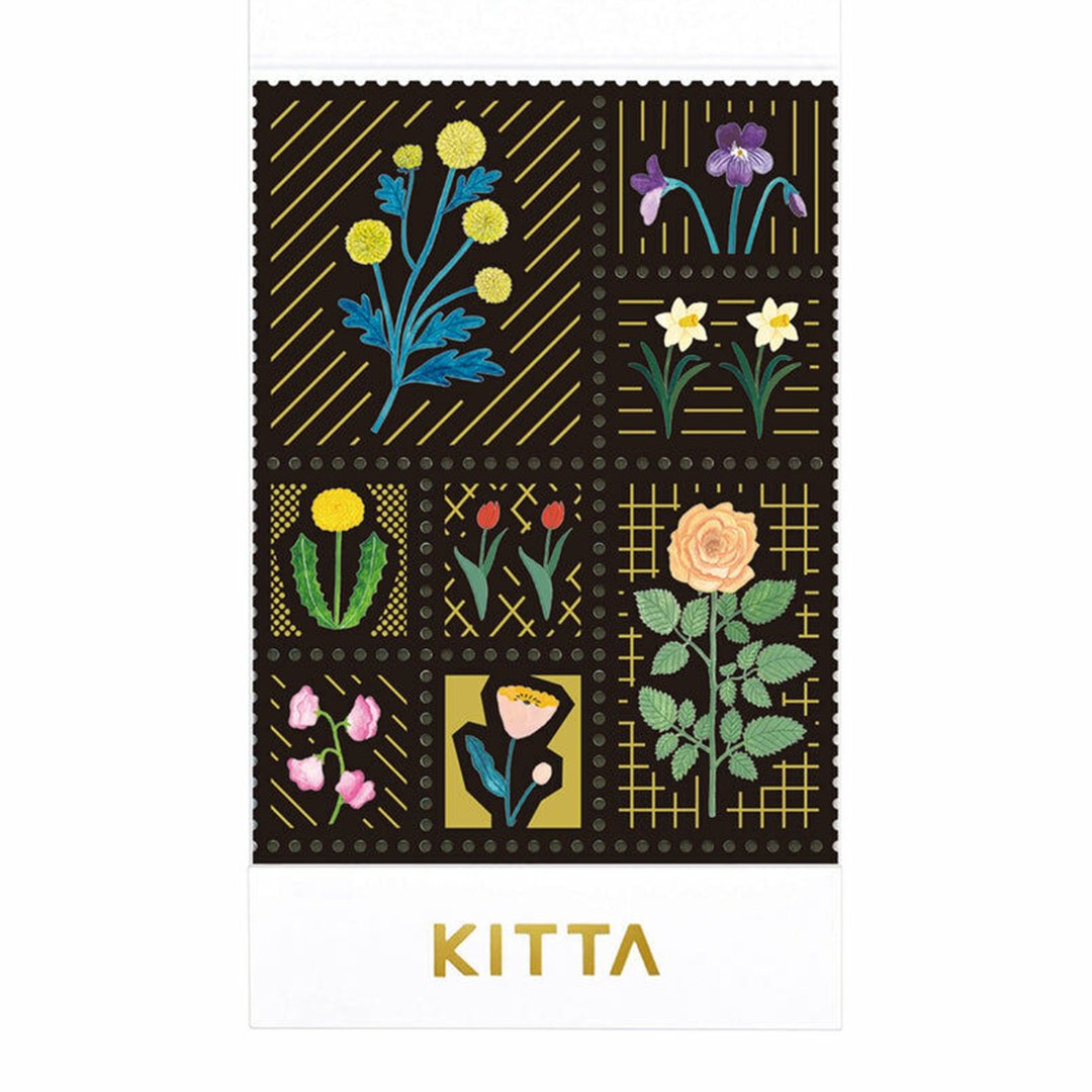 【KING JIM】KITTA和纸胶带 烫金邮票贴纸 花(东出桂奈设计款) - 纸胶带 - 纸 多色
