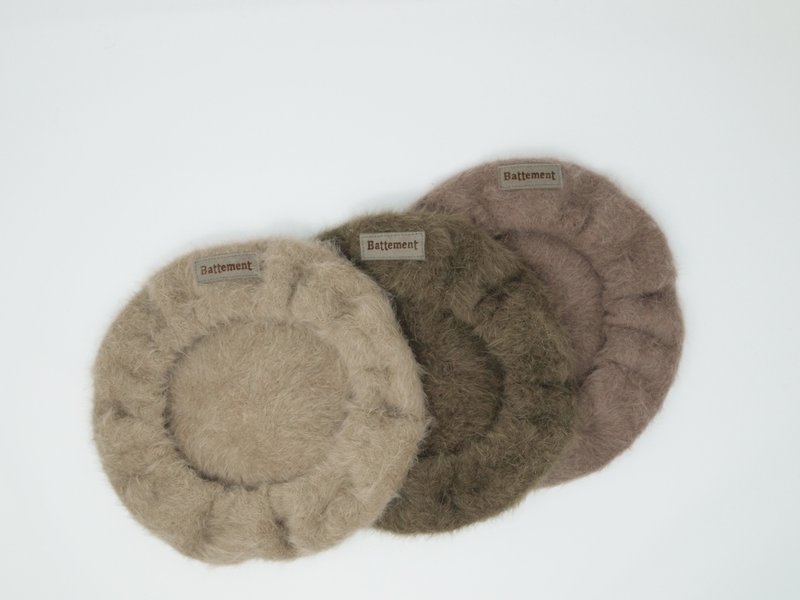 Beret Mohair Knit Hat Kids Hat Kids Hat Cap Fluffy Mokomoko Parent and Child Mom - 婴儿帽/发带 - 其他材质 多色