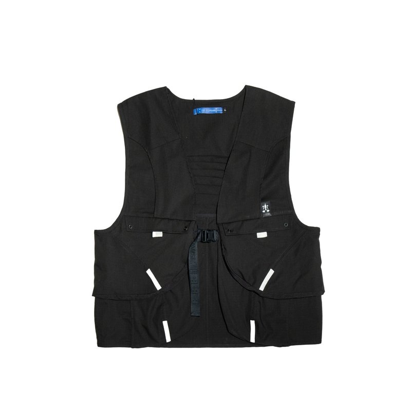 虫壳工装背心-黑 - 男装背心 - 棉．麻 